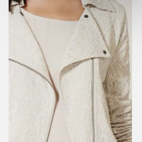 Anthropologie Saturday Sunday Luddy Moto Paisley Knit Sweater Jacket Pale Grey - Picture 2 of 11